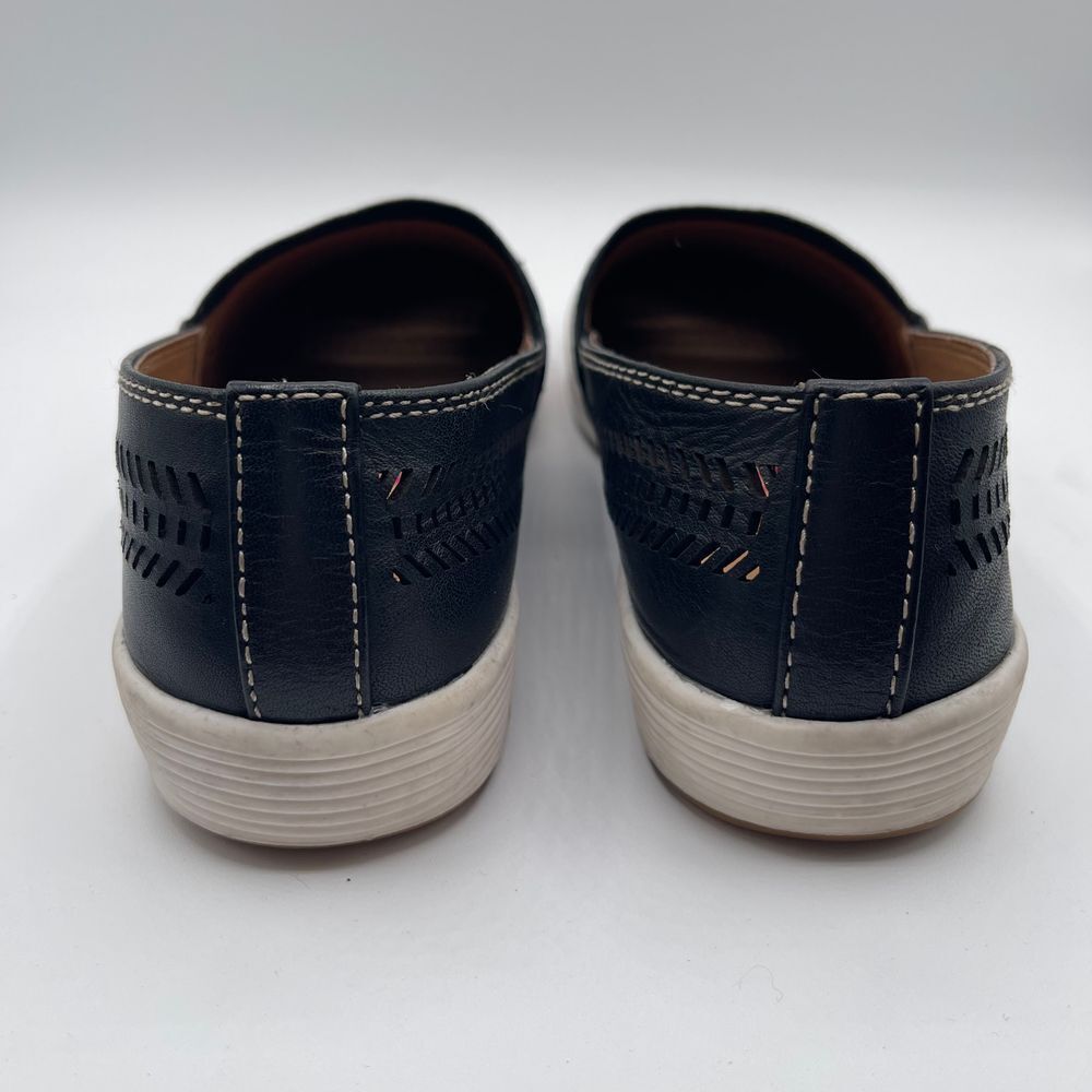Comfortiva Loring Laser-Cut Slip-On Sneakers Black Leather Casual Comfort Shoe 7 - Picture 5 of 10